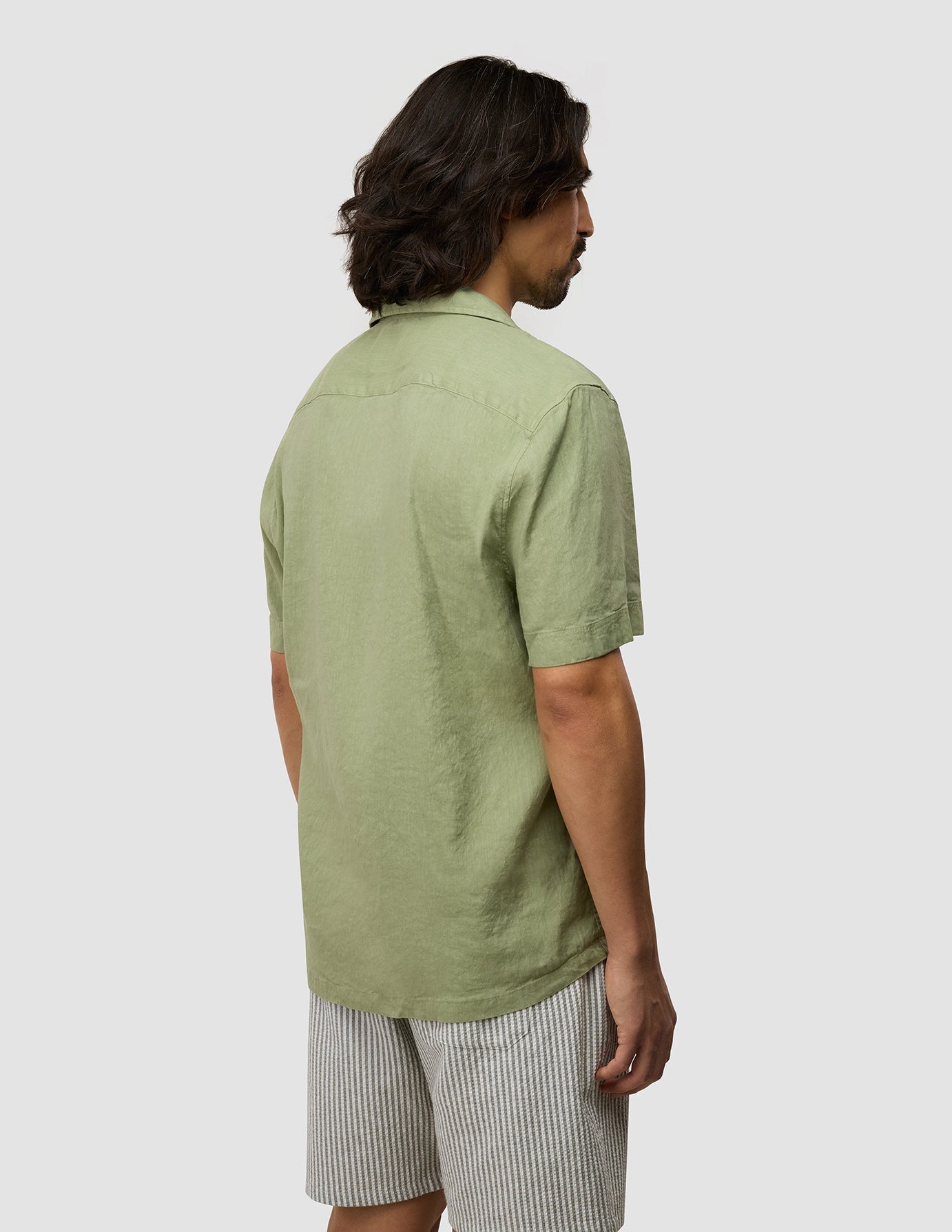 Refined Linen Bowling Short Sleeve Shirt Tea